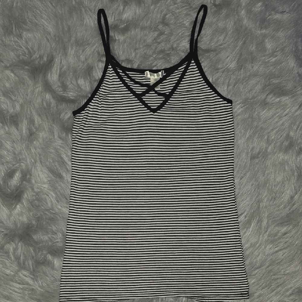 Bozzolo Black and White Striped Camisole